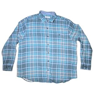 Tommy Bahama Blue Plaid Flannal Long Sleeve Button Up Shirt Men's Size XXL